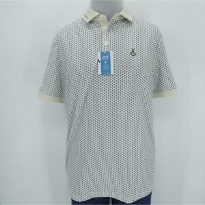 Ohoopee Match Club Polo Men M Cream Black Geometric Performance Preppy Casual
